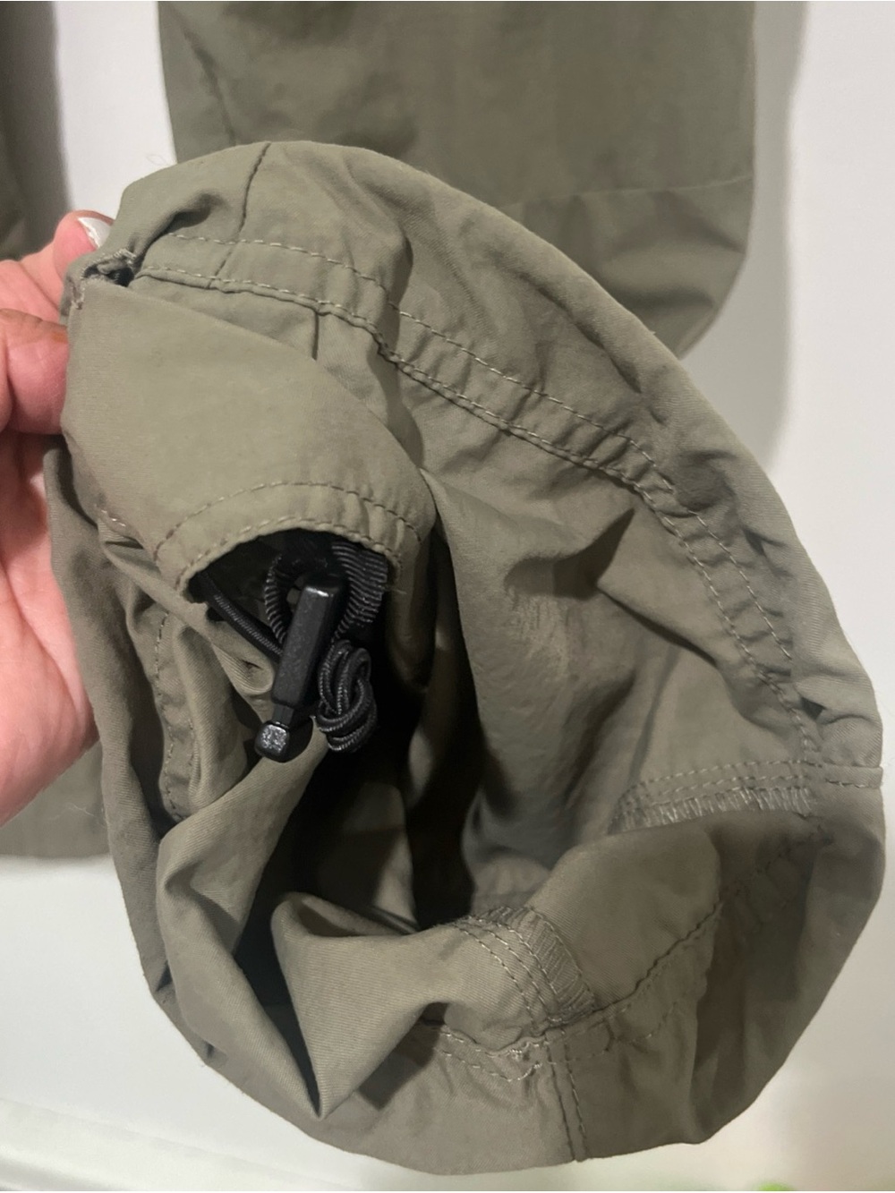 Women  Olive Cargo Pants with Integrated Belt - Picture 4 of 7